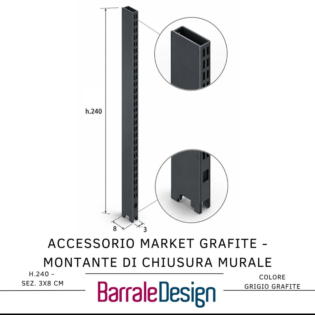 Accessorio Market Grafite - MONTANTE DI CHIUSURA MURALE - immagine 3