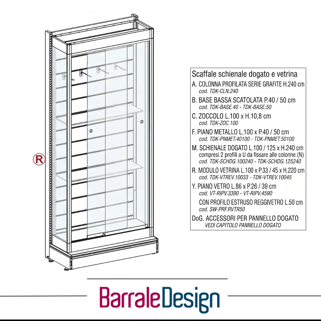 Vetrina Espositiva LED H220 Serie Grafite – Modulo in Vetro Temperato - immagine 3