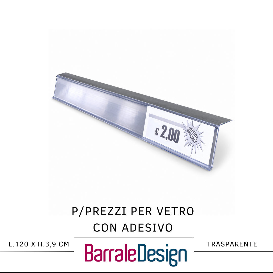 VETRO ADESIVO Porta Prezzi ELLE Adesivo Vetro h3,9 SISTEMA DOGATO - immagine 1